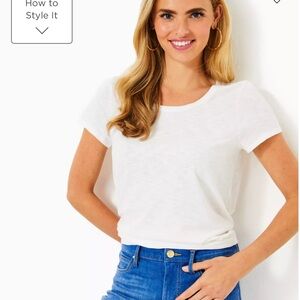 NWT Lilly Pulitzer White Etta Scoop Neck T-Shirt Size M